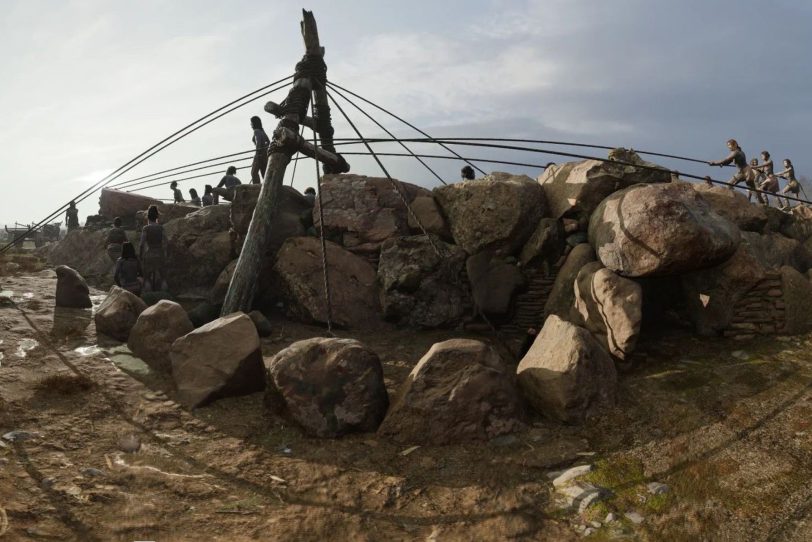 Screenshot aus einem VR-Film des Projekts 'Archäologische Zeitreise in die Steinzeit'.