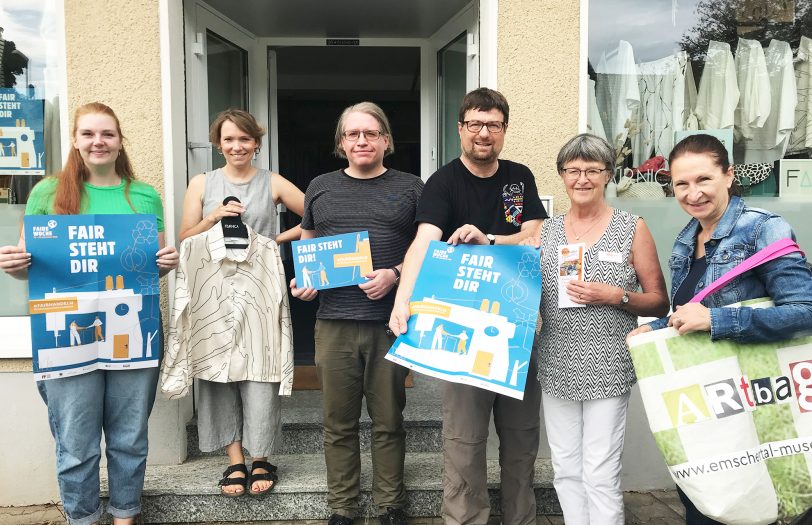 Freuen sich auf die Faire Woche 2022: (v.l.) Lina Heberlein, Nicola Henseler, Mirco Szymyslik, Markus Heißler (Eine Welt Zentrum), Christa Winger und Andrea Prislan.