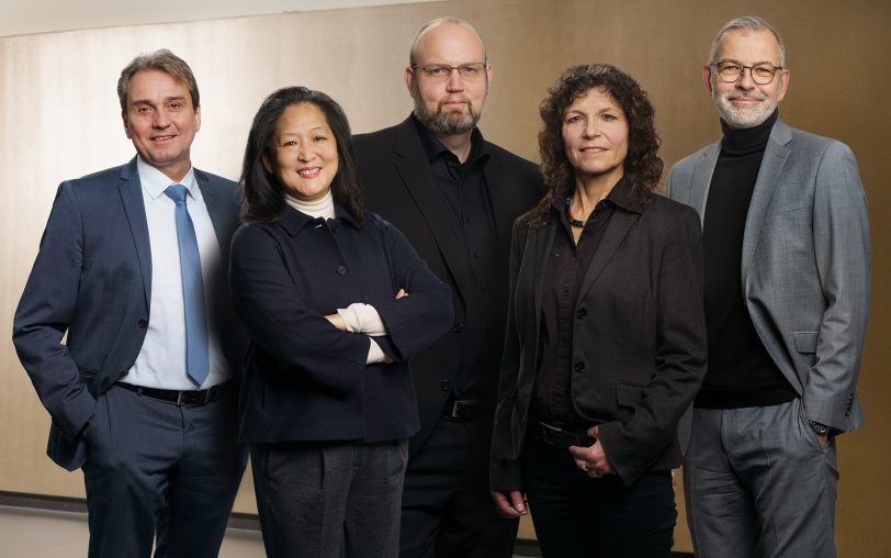 Ab 1. März 2022 das Präsidium der Hochschule Bochum (v.r.n.l.): Präsident Prof. Dr. Andreas Wytzisk-Arens, Prof. Dr. Claudia Frohn-Schauf, Vizepräsidentin für Studium, Lehre & Weiterbildung, Prof. Dr. Jörg Frochte, Vizepräsident für Forschung, Digitalisierung & Internationalisierung, Prof. Dr. Mi-Yong Becker, Vizepräsidentin für Nachhaltigkeit, Transfer & Entrepreneurship und Kanzler Markus Hinsenkamp.