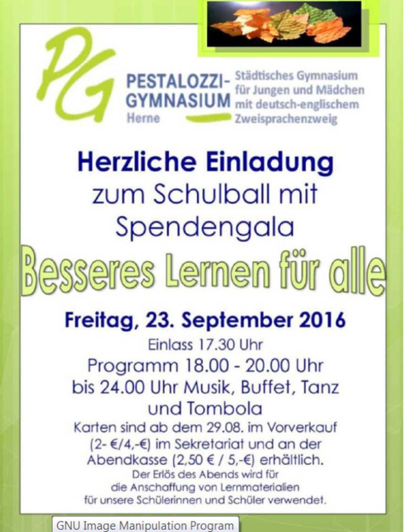 Plakat zur Spendengala des Pestalozzi-Gymnasium