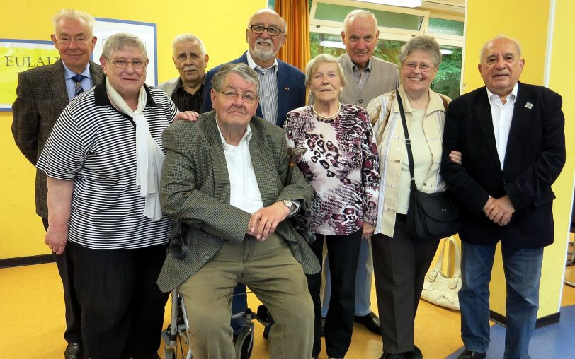 hinten v.l. Gerhard Uhle, Horst Spieckermann, Dieter Sebastian, Rudi Klix - vorne v.l. Spohie Barth, Franz Nott, Ursula Bierbaum, Elisabeth Pöcze, Dr. Felix Lipski.