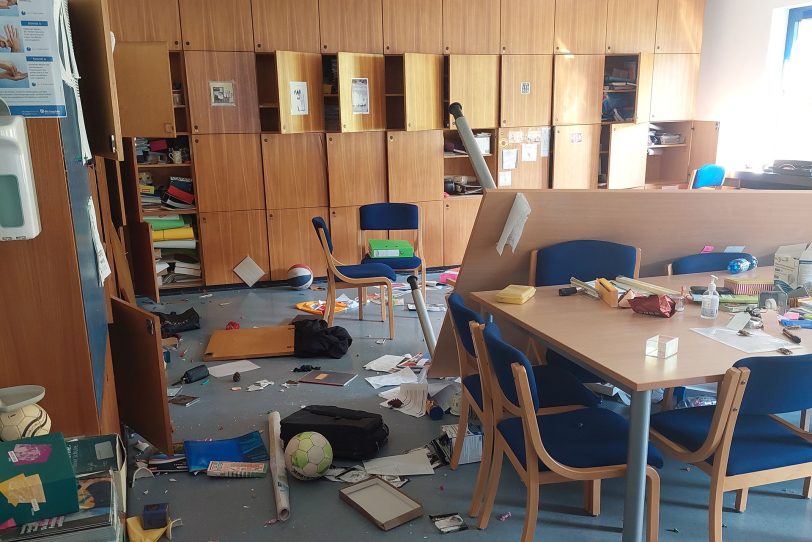 Bilder von Vandalismusschäden am Otto-Hahn-Gymnasium.