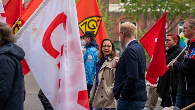 Demonstrationszug zum 1. Mai 2022.