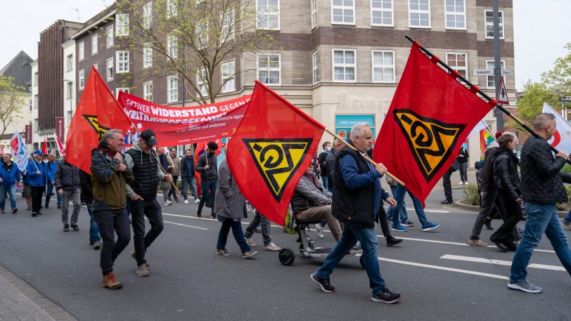 Demonstrationszug zum 1. Mai 2022.