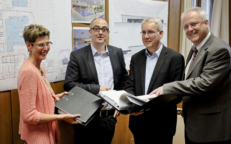 v.l. Birgit Peter, Achim Wixforth, Norbert Breitbach und Dr. Hans-Werner Klee.