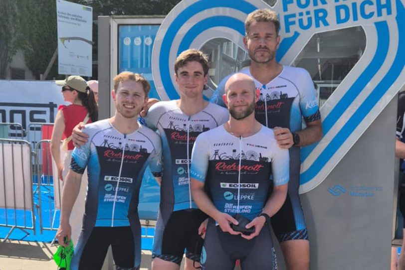 Tri Team Ruhrpott Herne im Juni 2025: Christian Meyer, Kilian Templin, Andre Schlosser und Leonid Lewtschenko.