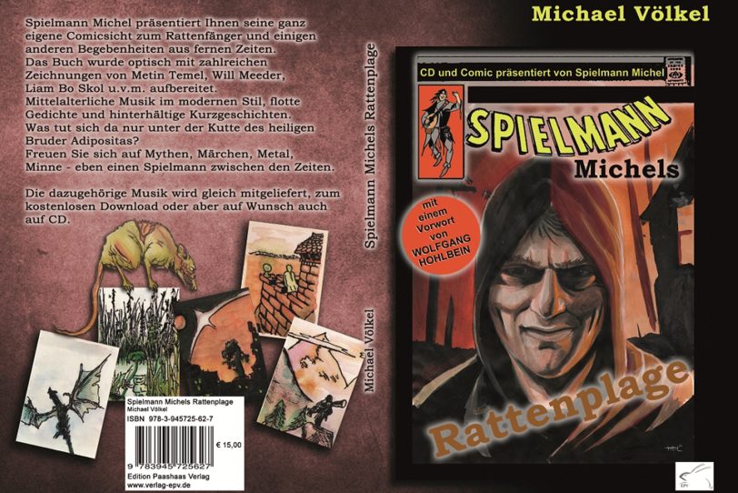 Spielmann Michel von der Voelkelweyde und sein Comic-Buch.