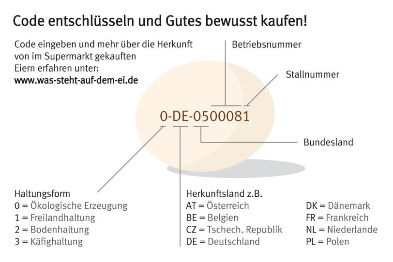 Erzeugercode auf Eiern.