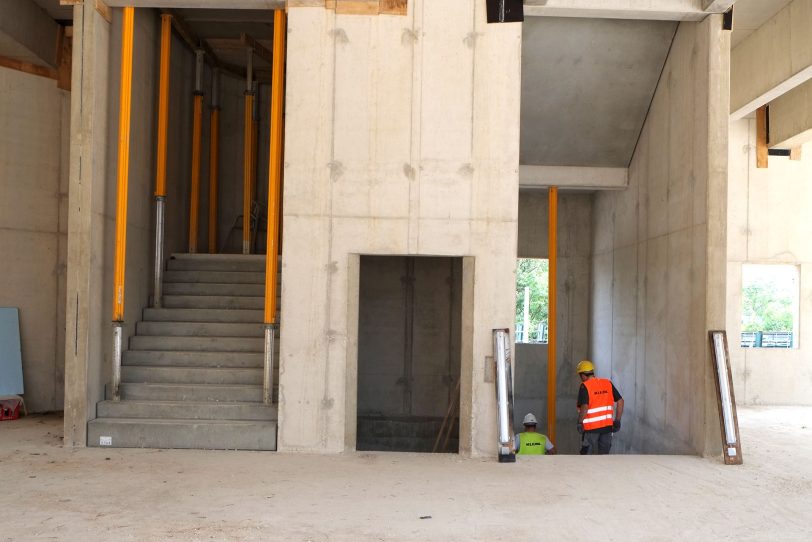 Baufortschritt des Kauflandgebäudes am Glückaufplatz in Wanne.