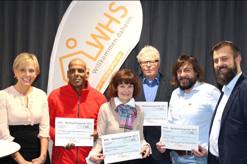 v. l. Simone Hitzler (WHS), Peter Jeyaratnam (CVJM), Rosemarie Nowak (Kinderschutzbund), Heinz Niehoff (Tafel), Volker Rhein ( Kinderheim) und Marco Volkar (WHS).