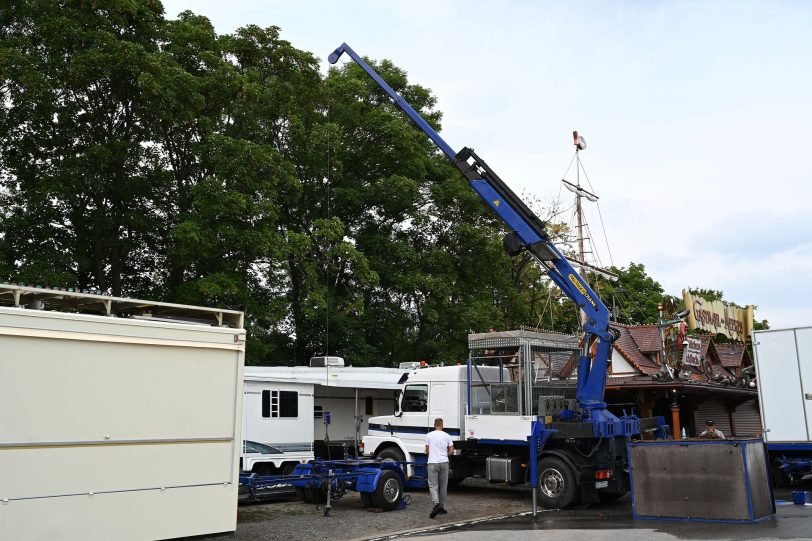 Aufbau der Cranger Kirmes 2022 - Stand 22.07.2022