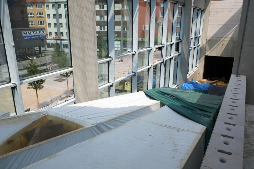 Baufortschritt des Kauflandgebäudes am Glückaufplatz in Wanne.