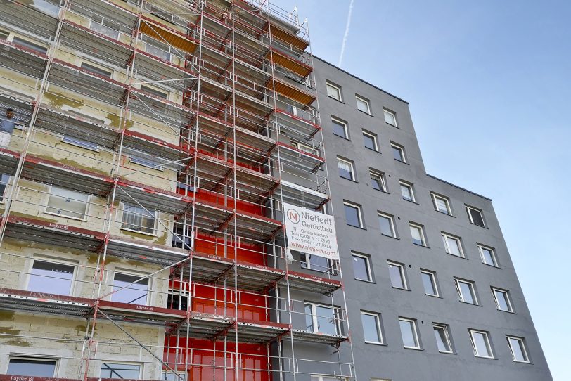 Fast fertig: Die neue Fassade.