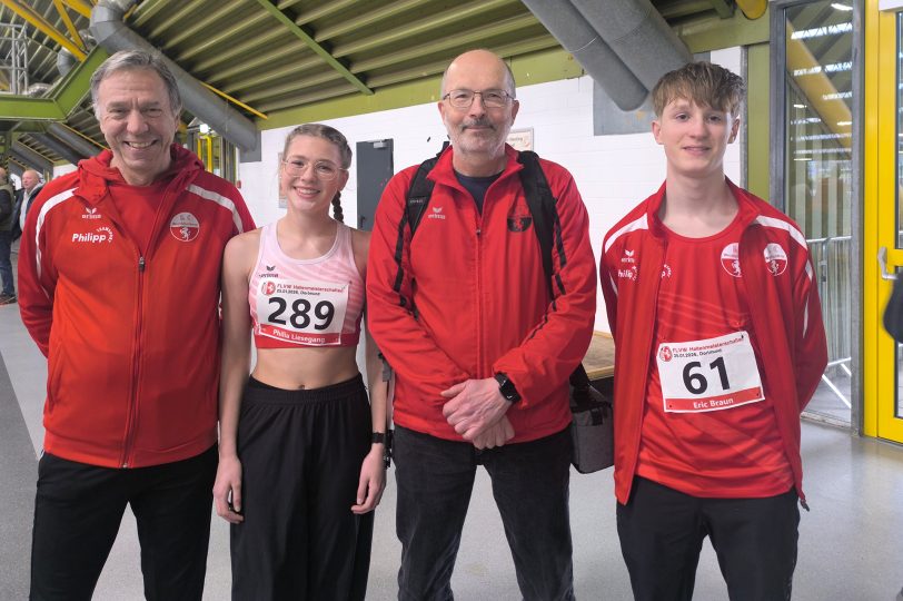 v.l. Klaus Alhorn, Philia Liesegang, Dirk Wallböhmer und Eric Braun. LC Westfalia Herne überzeugt bei den westfälischen Meisterschaften im Januar 2026.