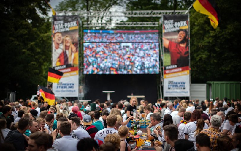 Die LED-Leinwand im WM-Park.