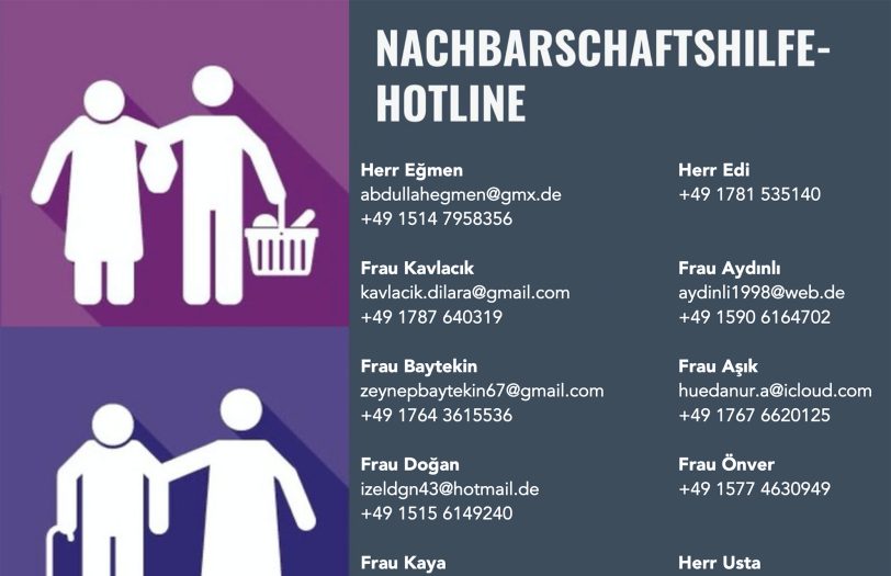 Flyer zur 'Nachbarschafts-Hotline'.