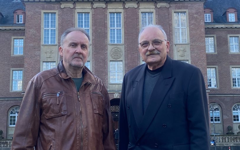 Ziehen für die BSW-Gruppe (Bündnis Sahra Wagenknecht) in den Rat ein: (v.li.) der Vorsitzende Ralf Schmidt und Norbert Arndt, Kreisvorsitzender der Partei.