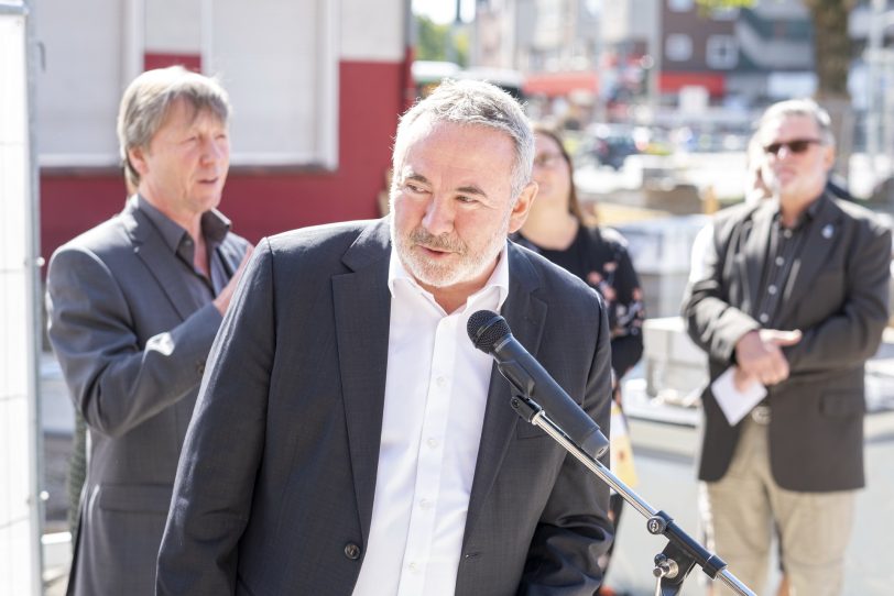 Gottesdienst mit anschließender Grundsteinlegung für den Erweiterungsbau des evangelischen Gemeindezentrums der Kreuzkirchen-Gemeinde am Europaplatz in Herne (NW), am Sonntag (15.09.2019).