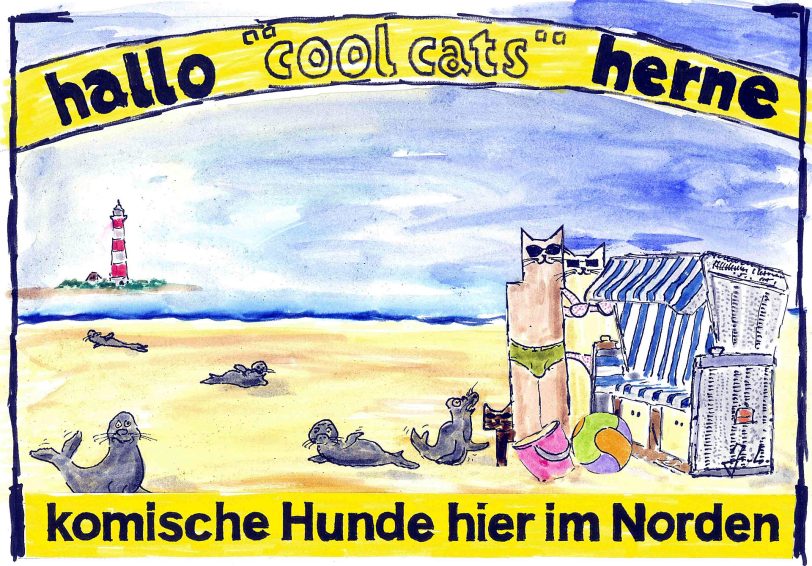 Die halloherne coll cats am Nordseestrand.