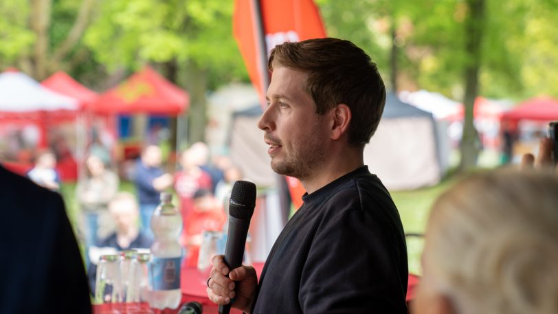 Das SPD-Familienfest am Sonntag (7.5.2023) im Schlosspark Strünkede. Im Bild SPD-Generalsekretär Kevin Kühnert