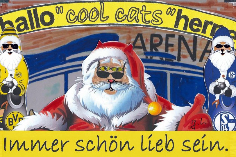 Schalke gegen Dortmund - die cool cats gehen auch hin.