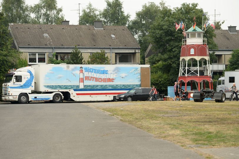 Impressionen vom Kirmes-Aufbau am 23.7.2016