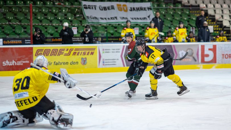 Herner EV gegen Krefelder EV am 10.1.2021, Endstand 3:1.