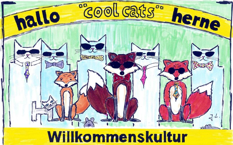 Die cool cats zum Thema Willkommenskultur in Röhlinghausen.