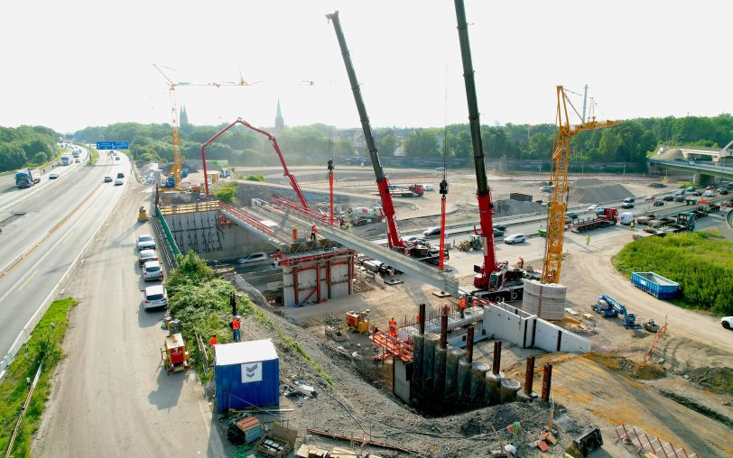 Luftbild der Trägermontage.