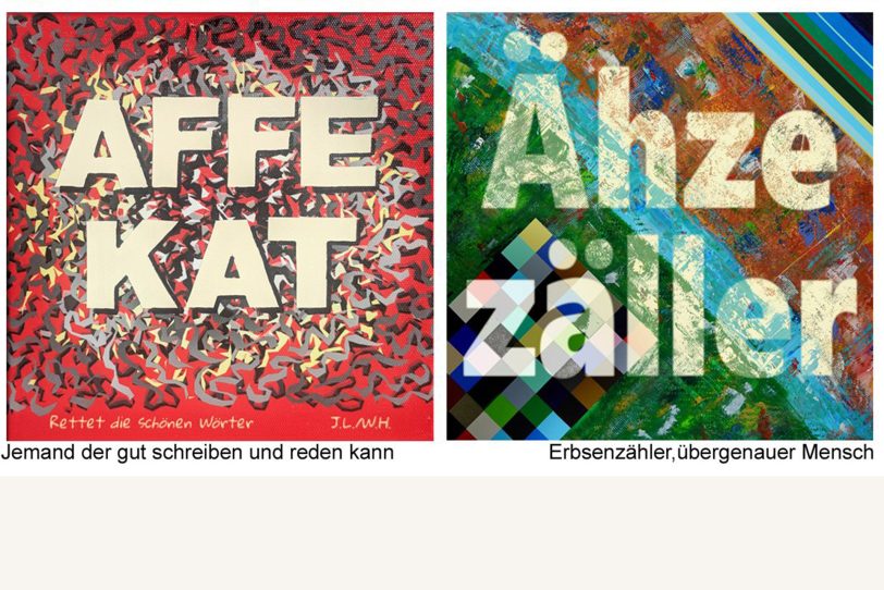 Zur Rettung ausgeschriebene Worte der beiden Künstler Jörg Lippmeyer und Wolfgang Hülk.