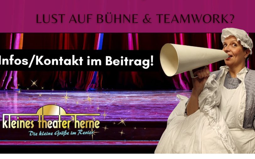 Die 2. Vorsitzende des Kleinen Theaters Herne, Heike Hebing, rührt die Werbetrommel, um die nächsten Eigenproduktionen besetzen zu können.