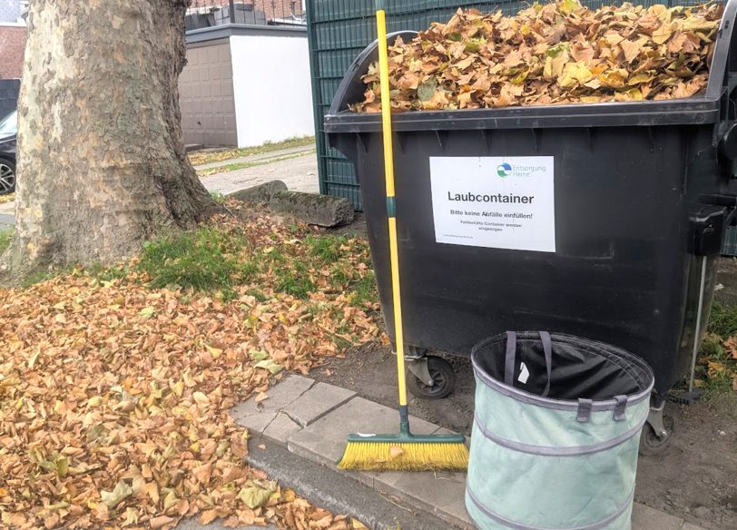 Großauftrag im Herbst: Blätter fegen.