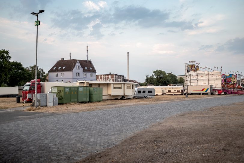 Aufbau der Cranger Kirmes 2018.