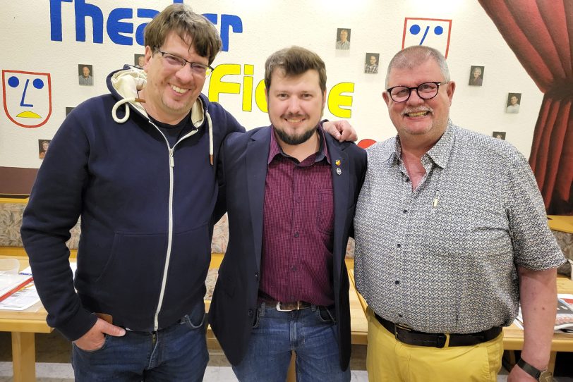 Das Vorstandstrio von Fidele Horst im Juni 2024: v.l. René Lehringer, Tobias Weichert und Olaf Weichert. Es fehlt Kassenwart Dieter Fregin.