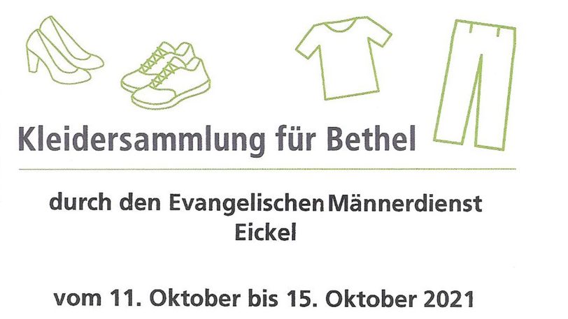 Die Kleidersammlung für Bethel ist vom 11. bis 15. Oktober 2021.
