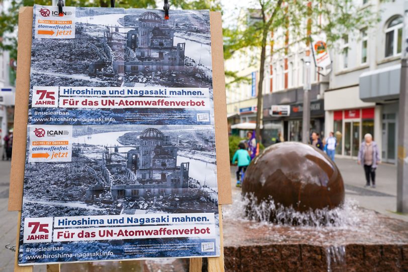 Antikriegstag am Kugelbrunnen (Archivfoto von 2020).