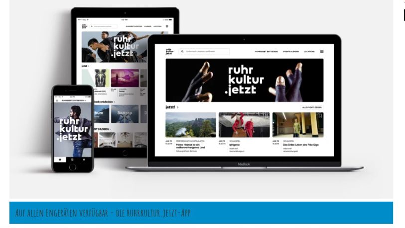 Die neue ruhrkultur.jetzt App ist im Browser und auf mobilen Geräten verfügbar.