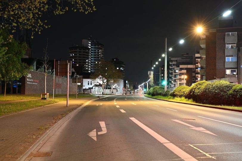 Leere Straßen während der Ausgangssperre in Herne