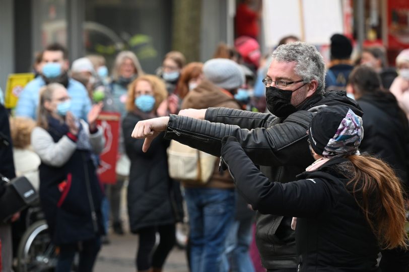 Großdemonstration der Impfgegner in der Wanner Innenstadt.