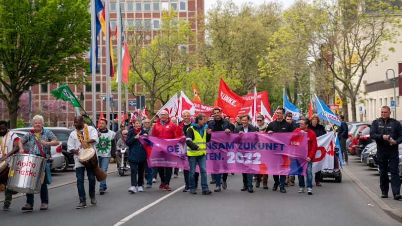 Demonstrationszug zum 1. Mai 2022.