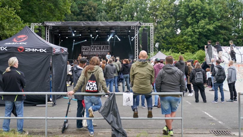 13. KAZ-Open Air im Skatepark Hibernia an der Koniner Straße am Samstag (28.8.2021). Zu sehen sind die Bands Mango (Punkrock aus Herne) und The Heartbreak Motel (Punkrock aus dem Ruhrpott)