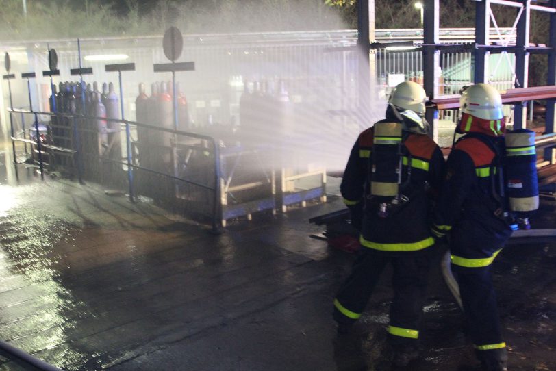 Übung der Feuerwehren auf dem Steag-Gelände.