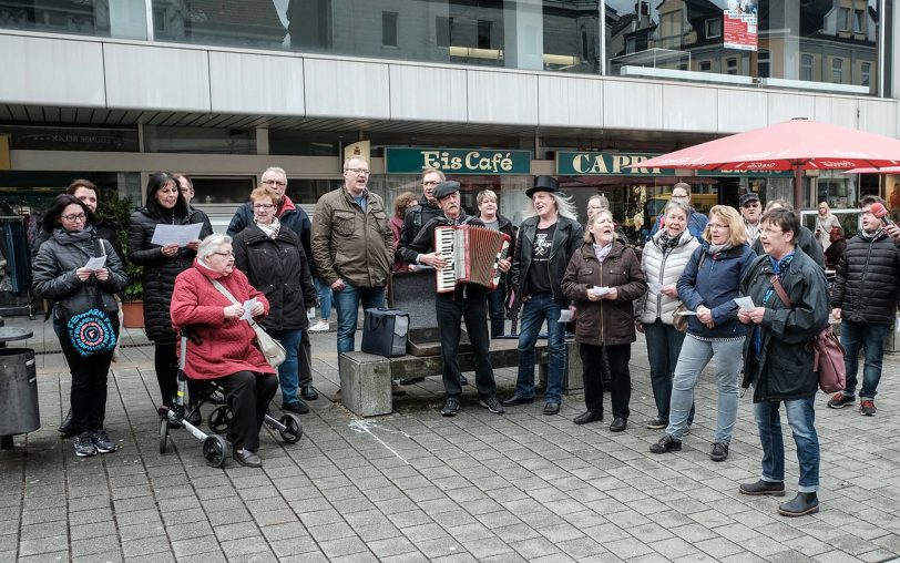 Der Flashmob sang das Steigerlied.