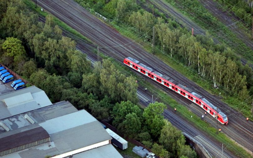 Die entgleiste S-Bahn.