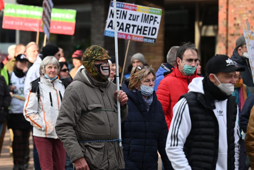 Großdemonstration der Impfgegner in der Wanner Innenstadt.