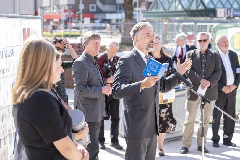 Gottesdienst mit anschließender Grundsteinlegung für den Erweiterungsbau des evangelischen Gemeindezentrums der Kreuzkirchen-Gemeinde am Europaplatz in Herne (NW), am Sonntag (15.09.2019).