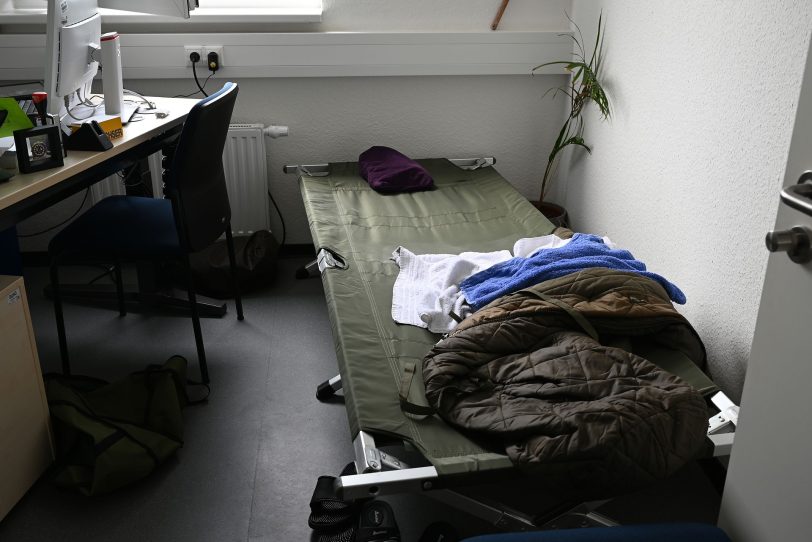 Schlafgelegenheiten im Büro.