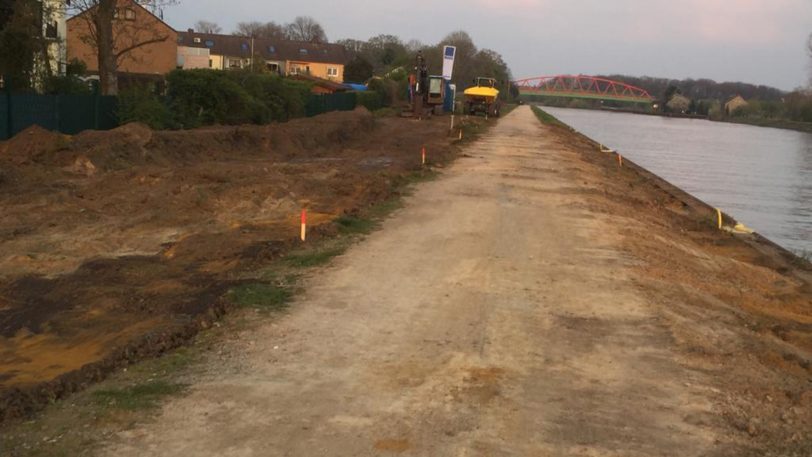 Die Baustelle am Rhein-Herne-Kanal ruht derzeit.