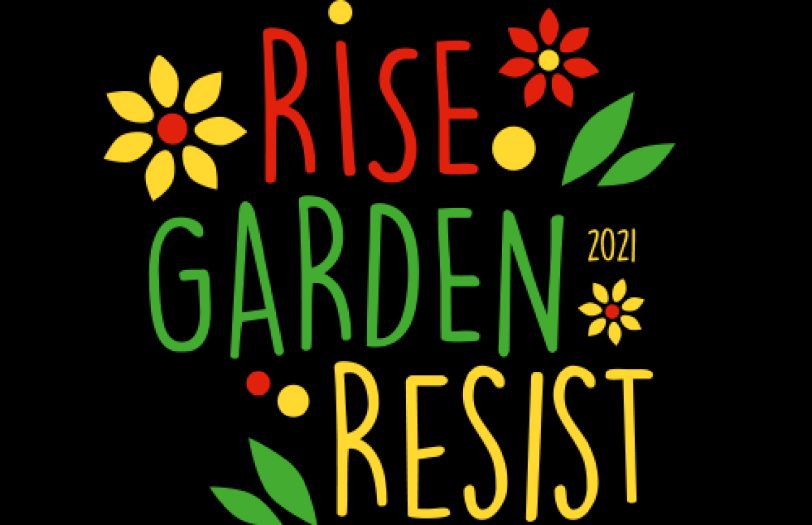 Das Motto 'Rise-Garden-Resist' von One Billion Rising 2021.