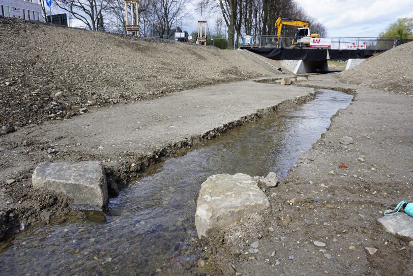 Hier fließt nun das Wasser durch das neue Bachbett.